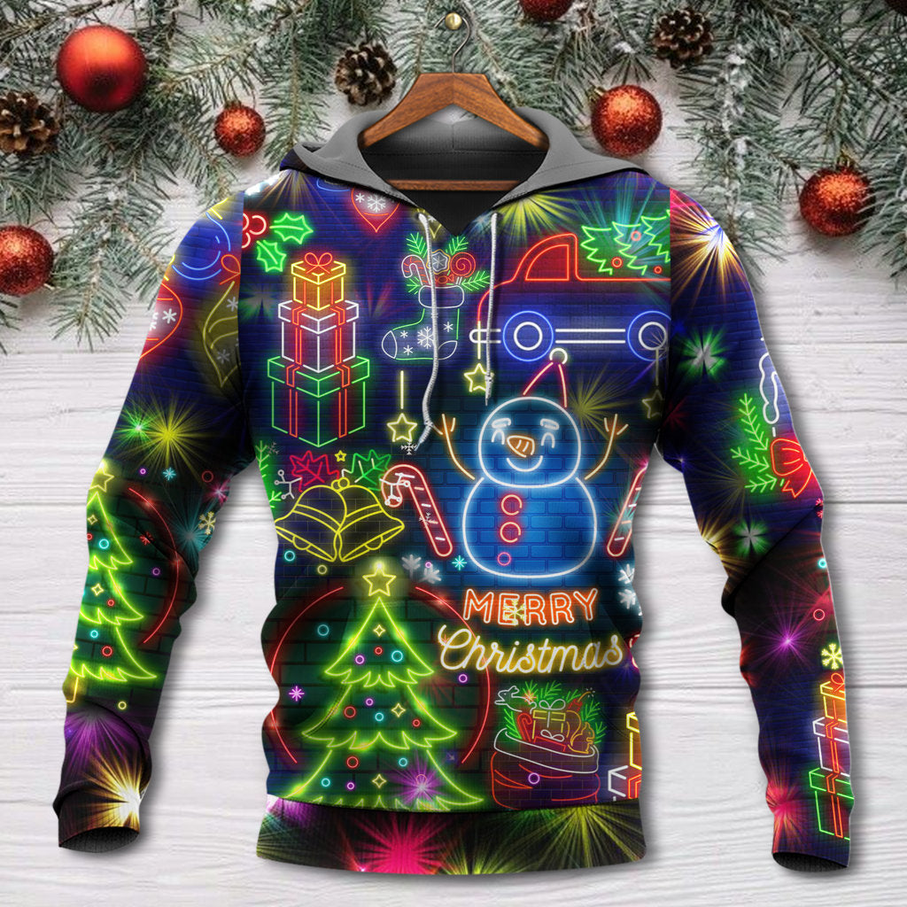 Bright Neon Christmas Lights Hoodie For Holiday Vacations Winter Events And Everyday Comfort