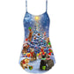 Christmas Cats And Tree Love V-Neck Sleeveless Cami Dress For Festivals Travel And Relaxed Casual Summer Wear