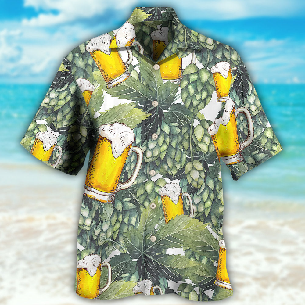 Craft Beer Hops Brew Hawaiian Shirt Print Closeup For Casual Outings