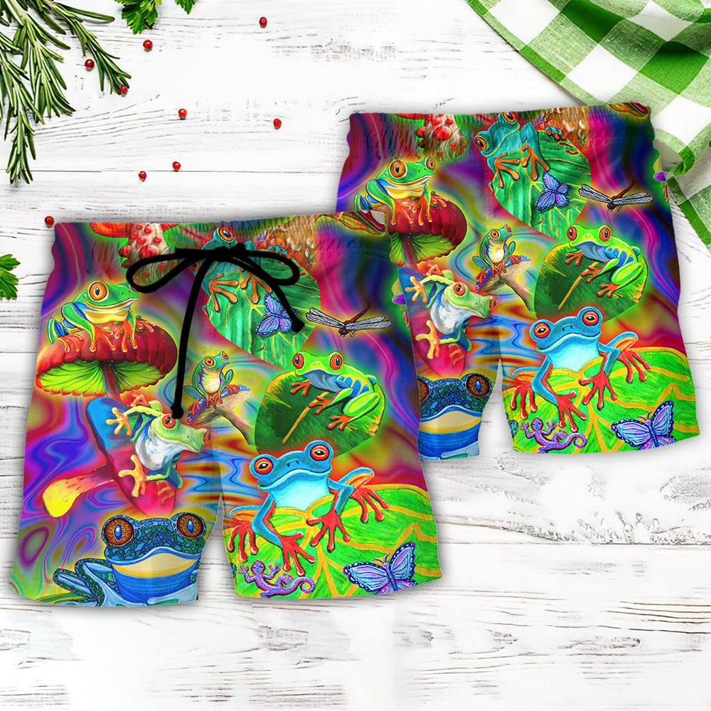 Frog Tropical Colorful Fun Day Beach Shorts Pattern View For Relaxed Vacation Styling