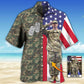 Tropical US Army Flag Custom Photo Hawaiian Shirt For Vacation Days And Relaxed Coastal Outings