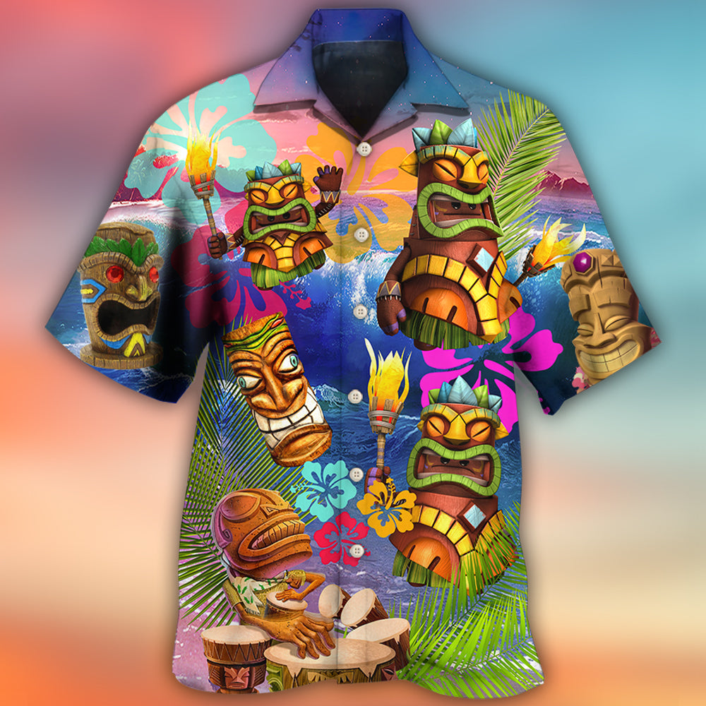 Floral Tropical Island Aloha Tiki Hawaiian Shirt Graphic Artwork Detail For Summer Travel