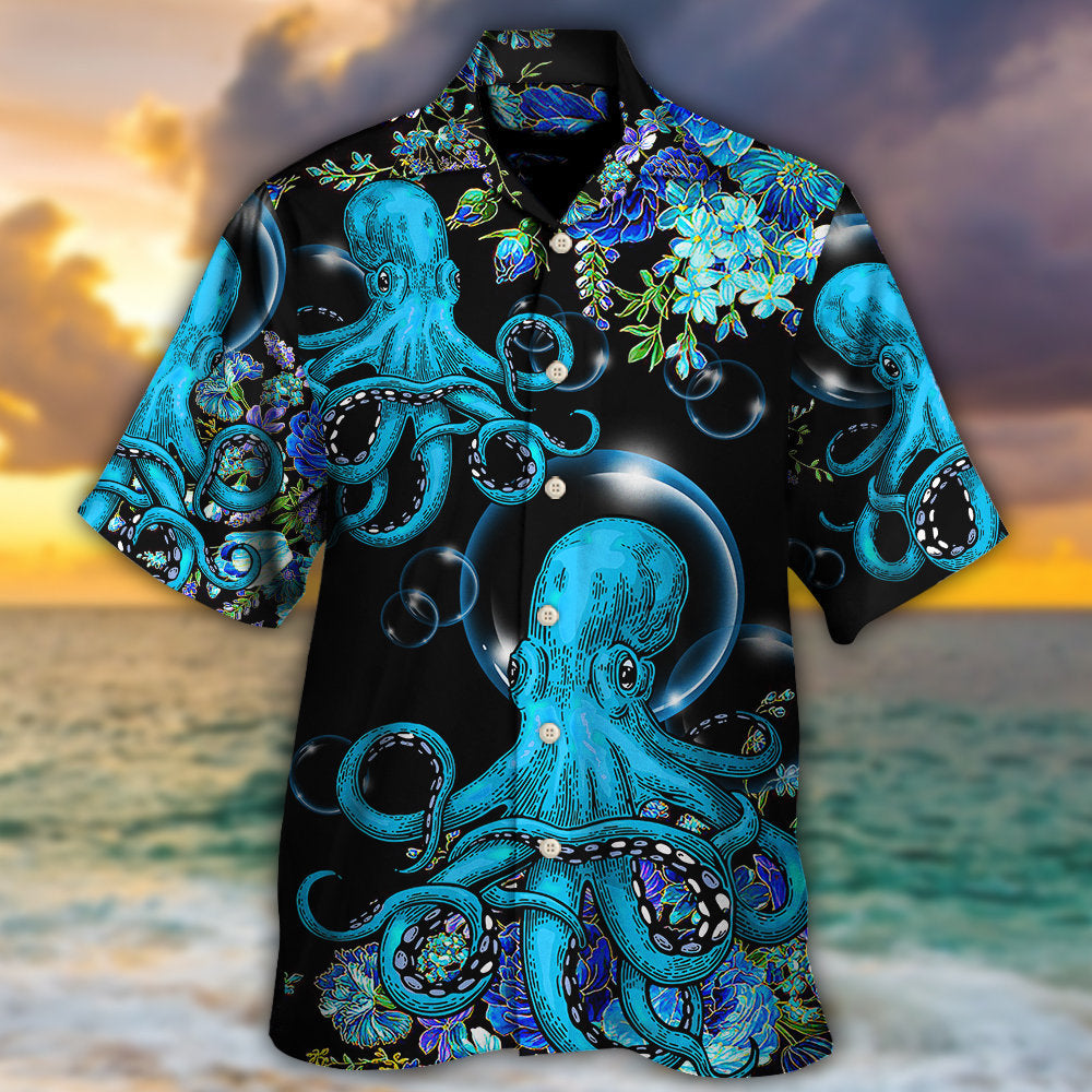 Floral Octopus Beauttiful Day Hawaiian Shirt Design View For Resort Travel And Thoughtful Gifting