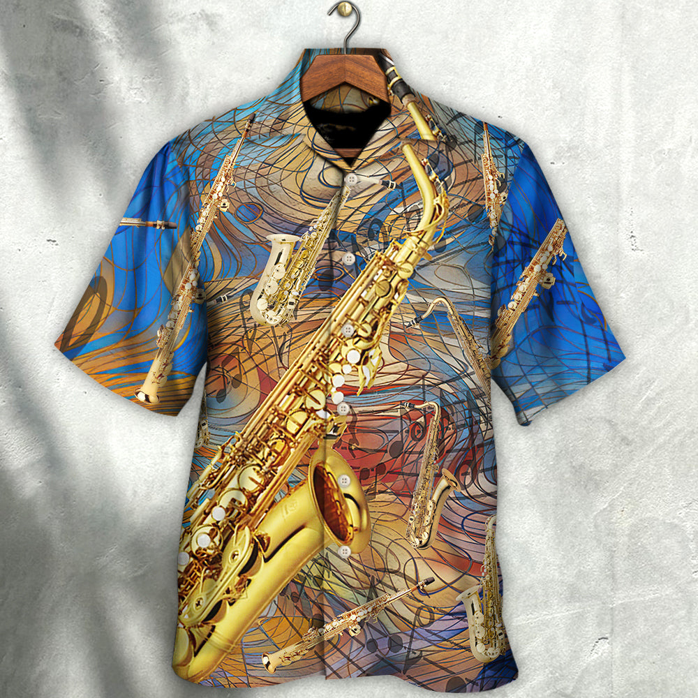 Saxophone Music Sound Hawaiian Shirt For Resort Getaways And Comfortable Summer Activities