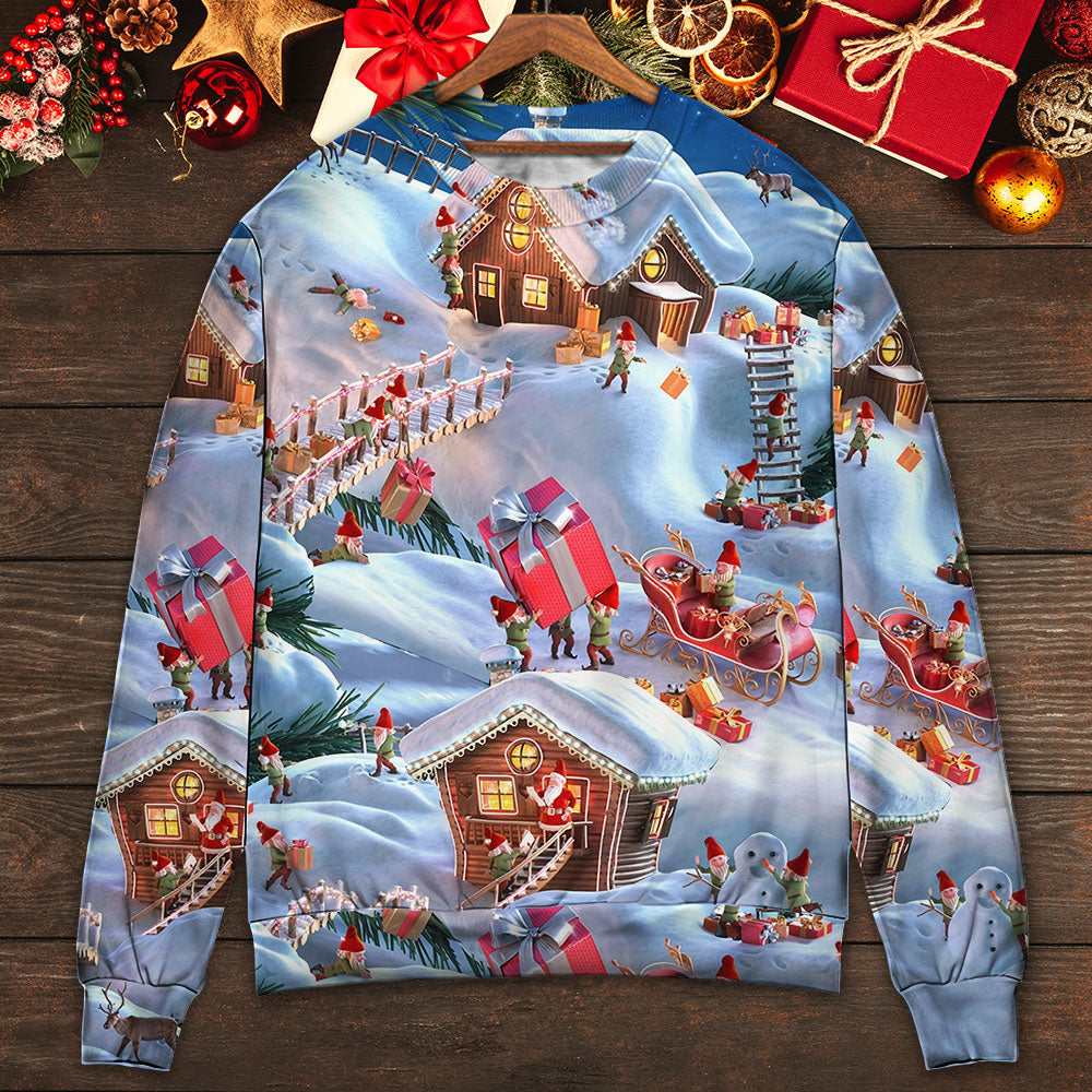 Christmas Santa And Gnome Merry Xmas Sweater For Winter Celebrations Family Events And Relaxed Seasonal Styling