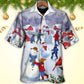 Christmas Snowman Town Hawaiian Shirt Print Closeup For Tropical Vacations