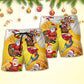 Christmas Santa Beer Beach Shorts Pattern Detail For Outdoor Activities And Laid Back Styling