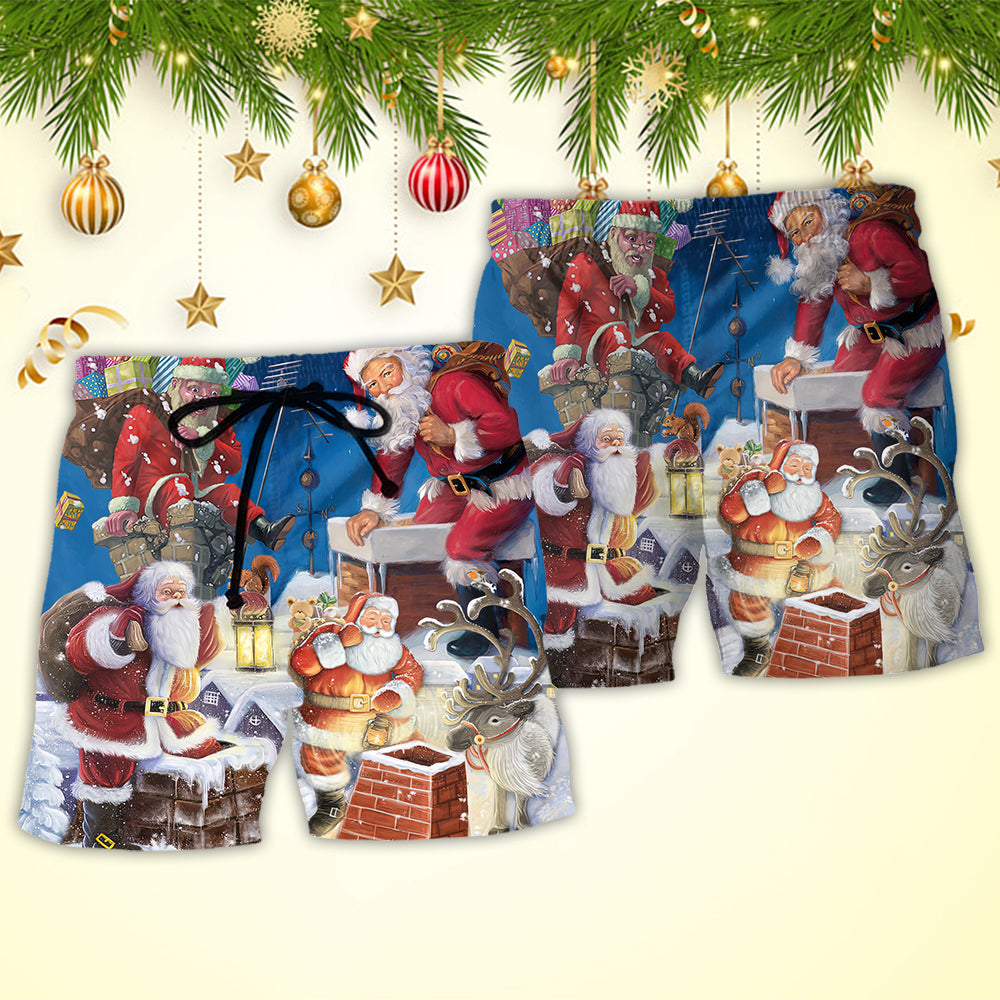 Christmas Santa Beach Shorts Pattern Detail For Island Trips And Relaxed Casual Wear