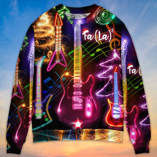 Christmas Guitar Tree Happy Glow Sweater For Festive Events Weekend Outings And Comfortable Winter Style