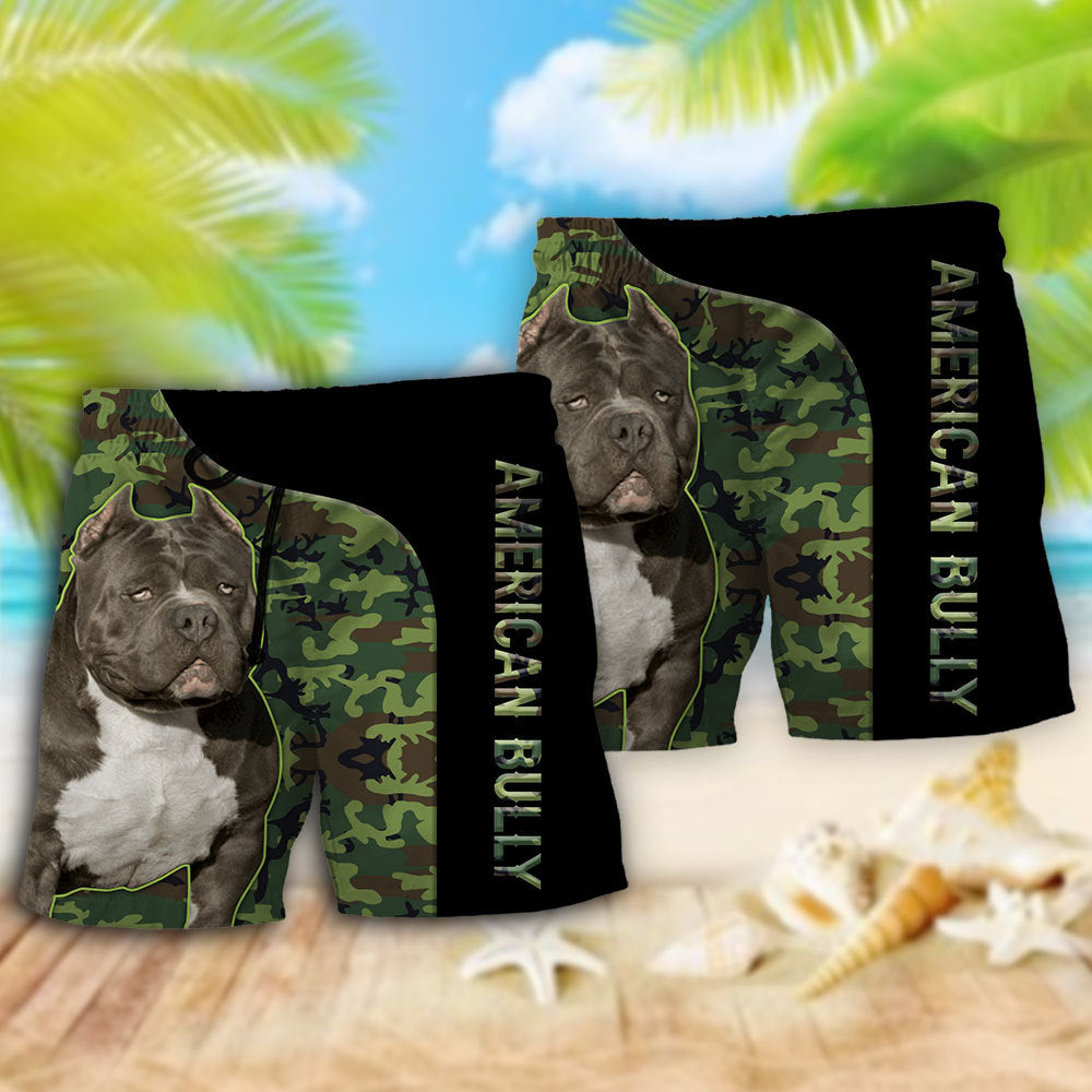 American Bully Dog Lover Camo Beach Shorts For Outdoor Gatherings And Comfort