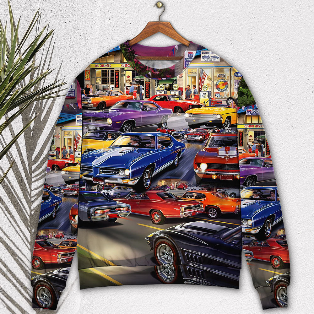 Classic Muscle Car Service Sweater For Garage Gatherings Road Adventures And Creative Gifts