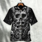 Gothic Dark Skull Hawaiian Shirt Detailed Pattern View For Warm Weather Events