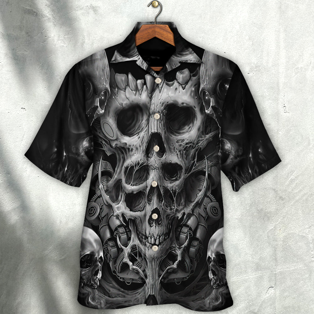 Gothic Dark Skull Hawaiian Shirt Detailed Pattern View For Warm Weather Events