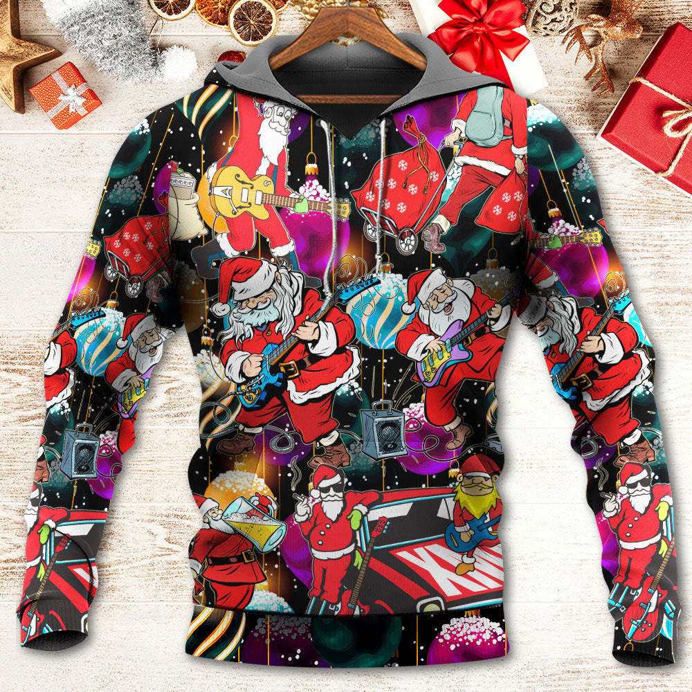 Christmas Guitar Music Santa Hoodie For Holiday Parties Weekend Outings And Cheerful Gift Giving