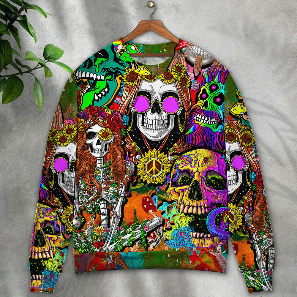 Hippie Skull Colorful Sweater For Casual Wear Parties And Thoughtful Gifting