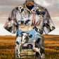 Australian Funny Cow Dancing Landscape Cattle Hawaiian Shirt Fabric Pattern Detail For Casual Outings