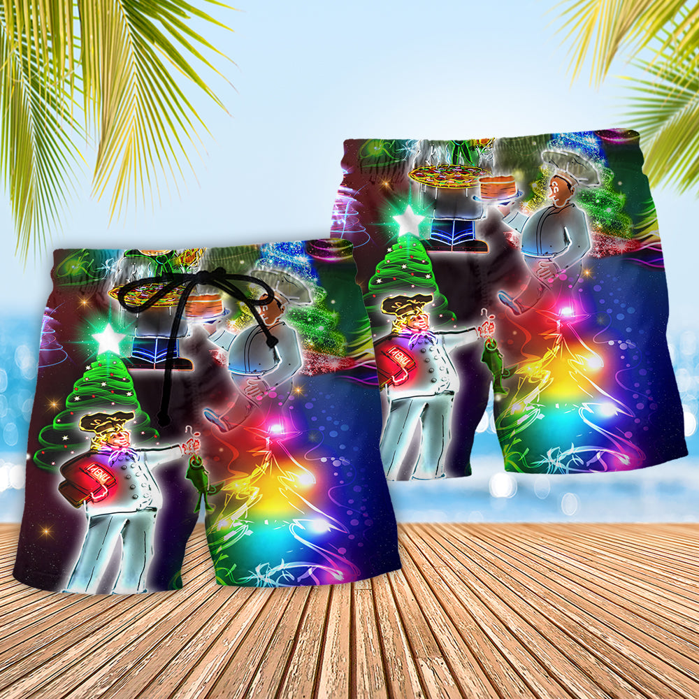 Christmas Chef Holiday Beach Shorts Pattern Detail For Casual Outings And Memorable Gift Ideas