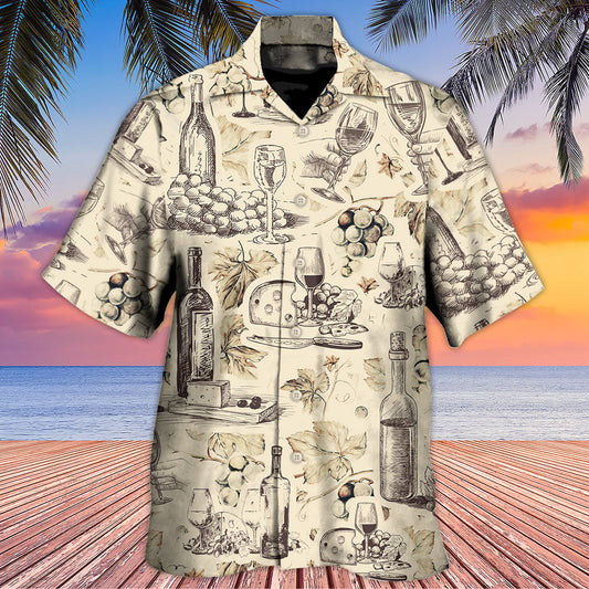 Retro Wine Grapes Vineyard Hawaiian Shirt For Summer Vacation And Beach Travel