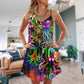 Octopus And Jellyfish Sea Life V-Neck Sleeveless Cami Dress For Beach Trips And Relaxed Vacation Style