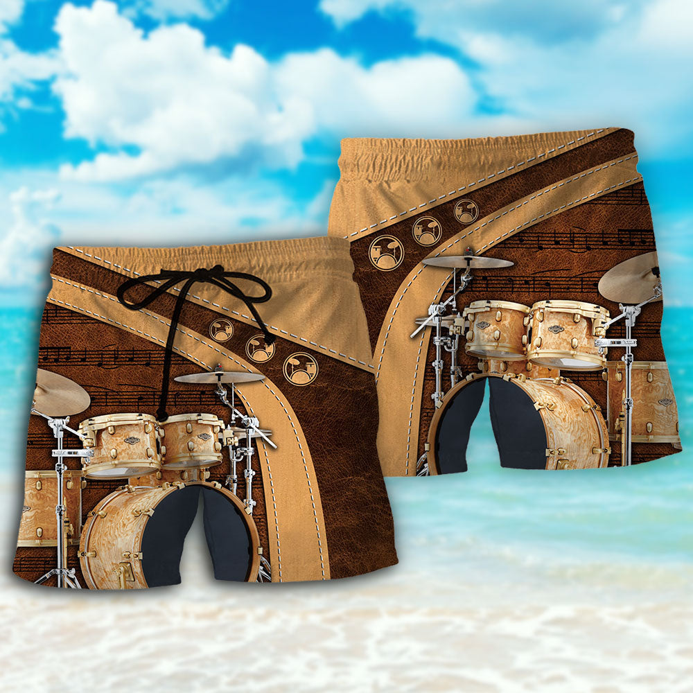 Old Drummer And Lovely Lady Vintage Beach Shorts For Summer Vacation And Coastal Travel