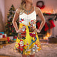 Funny Santa Party V-Neck Sleeveless Cami Dress For Holiday Celebrations Vacations And Cheerful Casual Wear