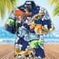 Blue Tropical Floral Leopard Gecko Hawaiian Shirt Artwork Detail For Tropical Trips And Casual Outings