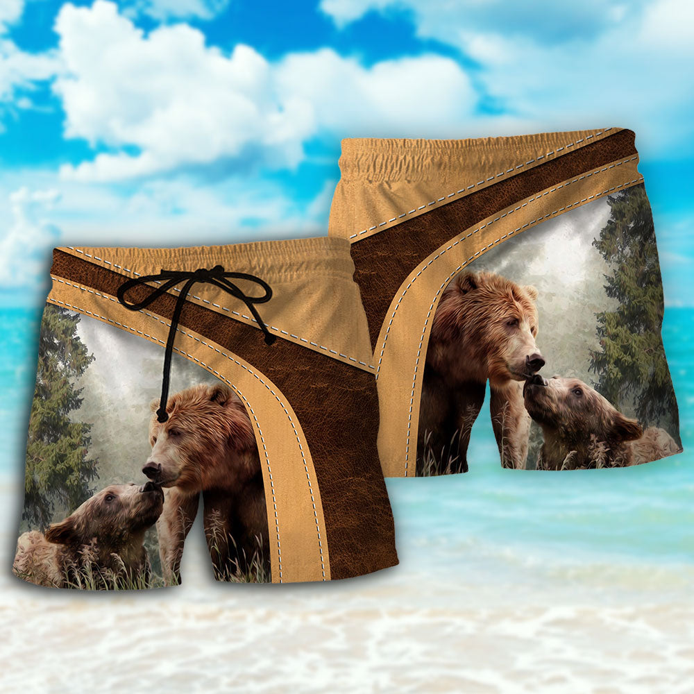 Old Bear And Honey Woodland Beach Shorts Design Detail For Casual Warm Weather Outfits
