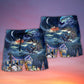 Santa Family Love Holiday Lights Beach Shorts Artwork Detail For Tropical Travel And Everyday Wear