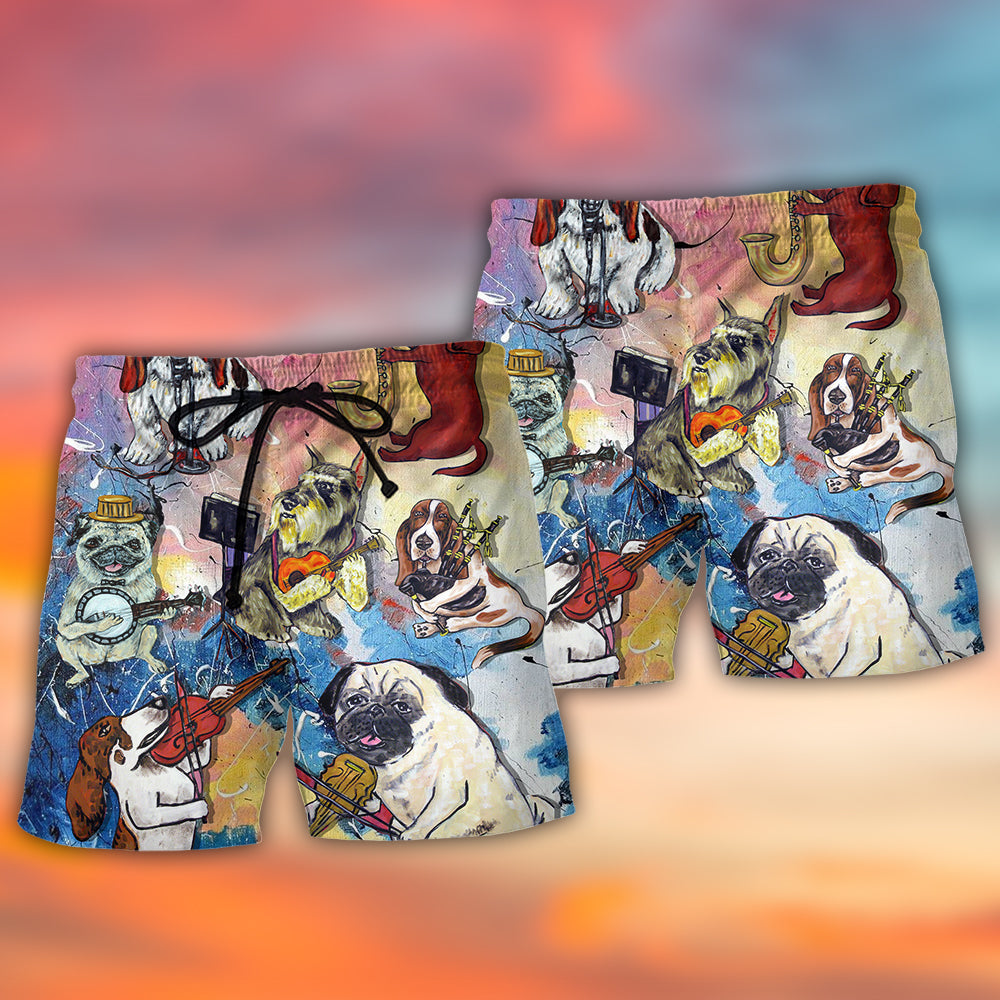 Music Dog Beach Shorts Pattern Detail For Everyday Outings And Everyday Comfort
