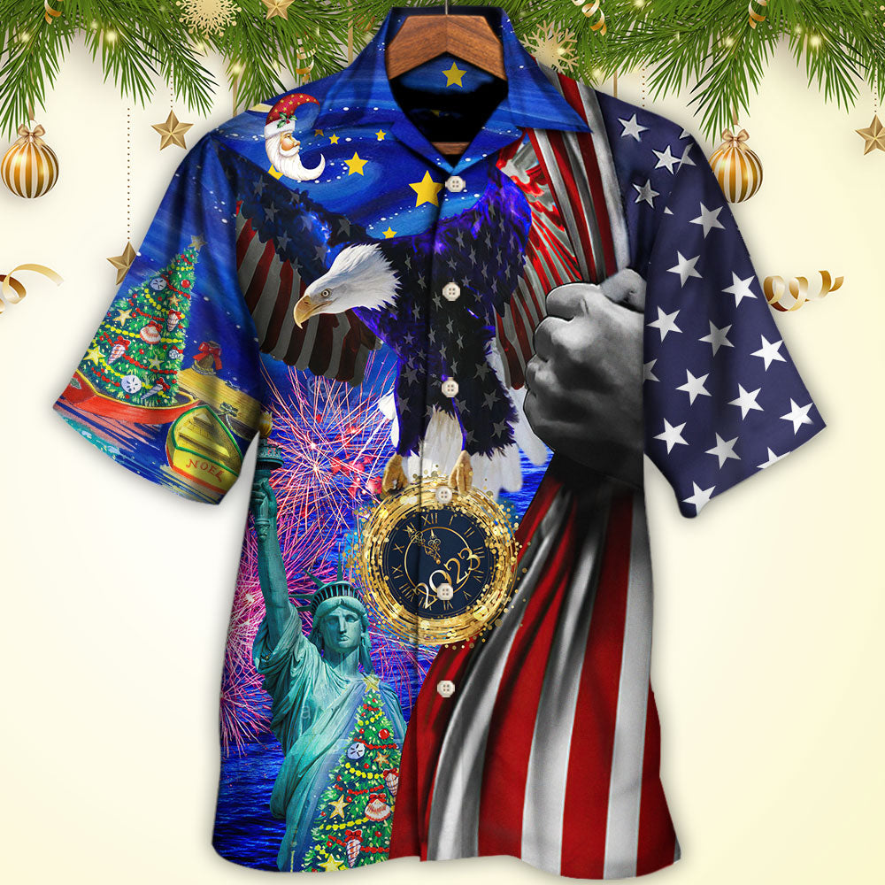 Christmas Patriotic New Year Hawaiian Shirt With All Over Print For Summer Vacation Beach Travel And Casual Wear