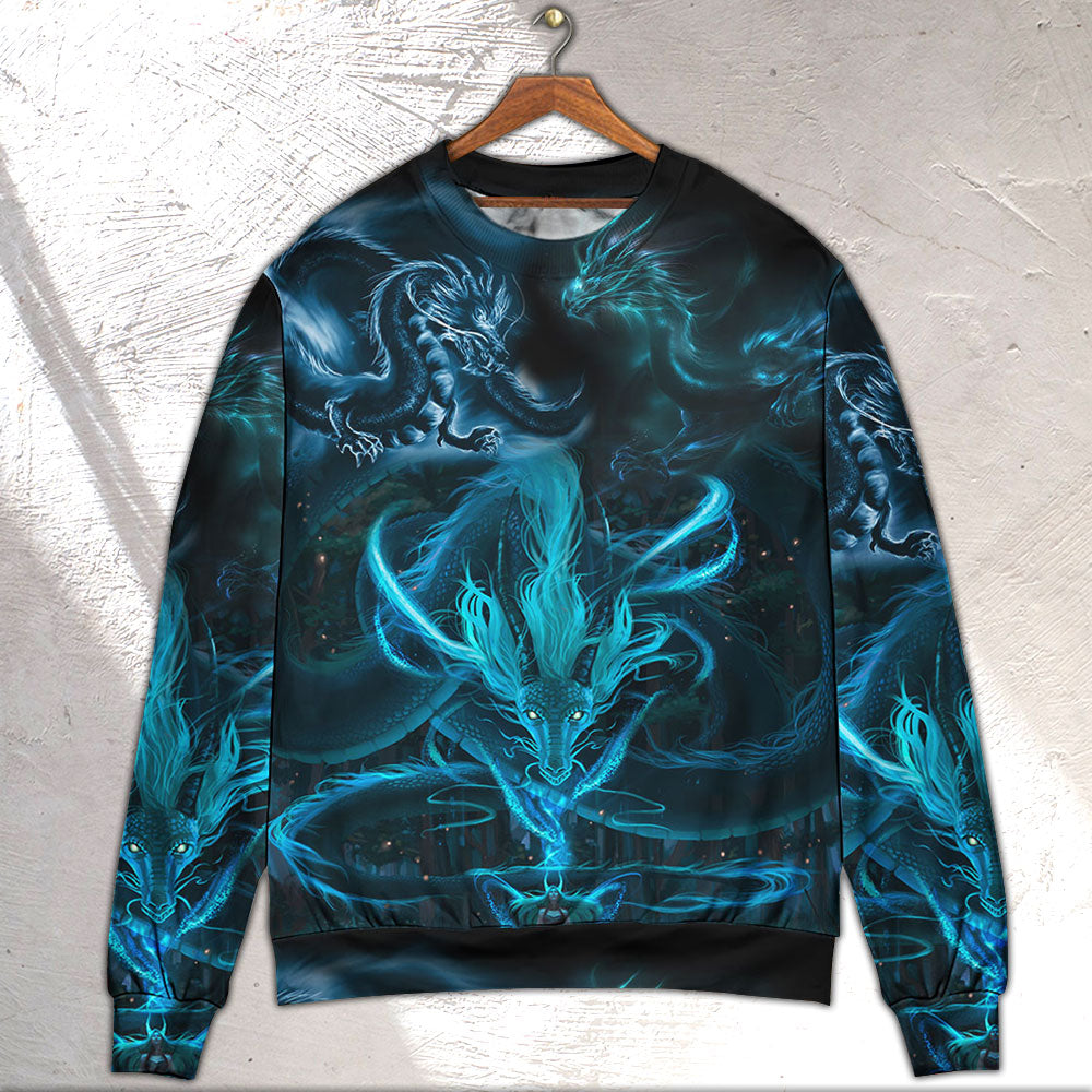 Blue Dragon Lightning Witch Fantasy Sweater For Alternative Fashion Events And Thoughtful Seasonal Gifts