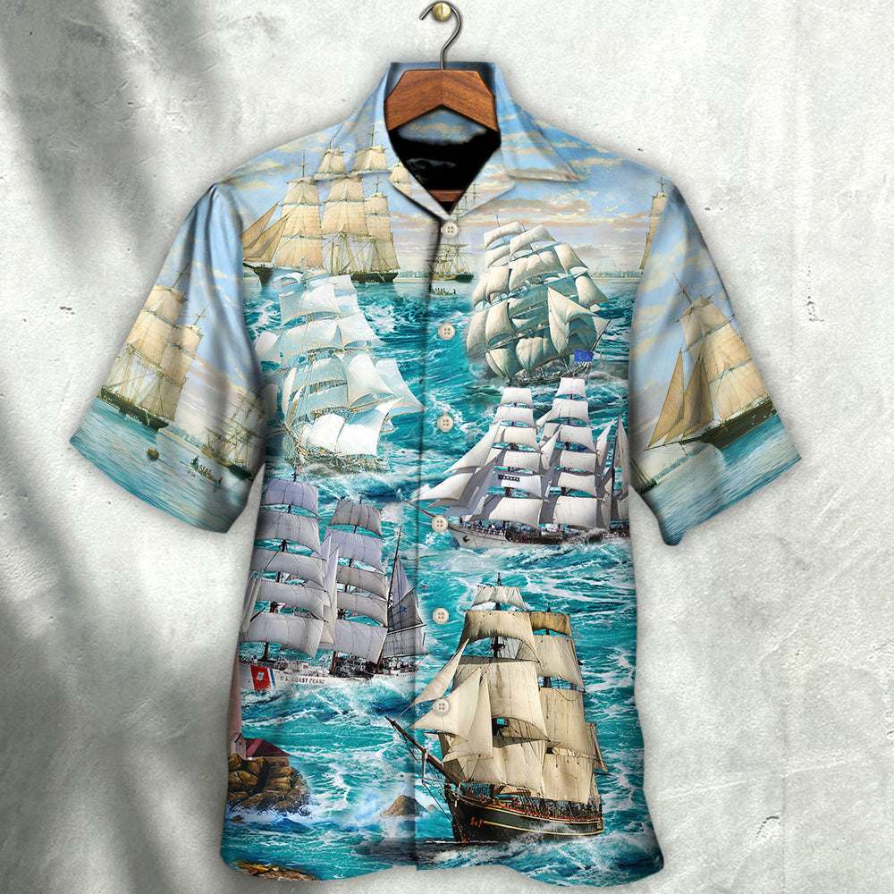 Sail Flying Cloud Sea Hawaiian Shirt Artwork View For Weekend Travel And Beach Style
