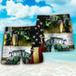 Tractor Green USA Flag Independence Day Beach Shorts Pattern View For Vacation Travel And Outdoor Fun