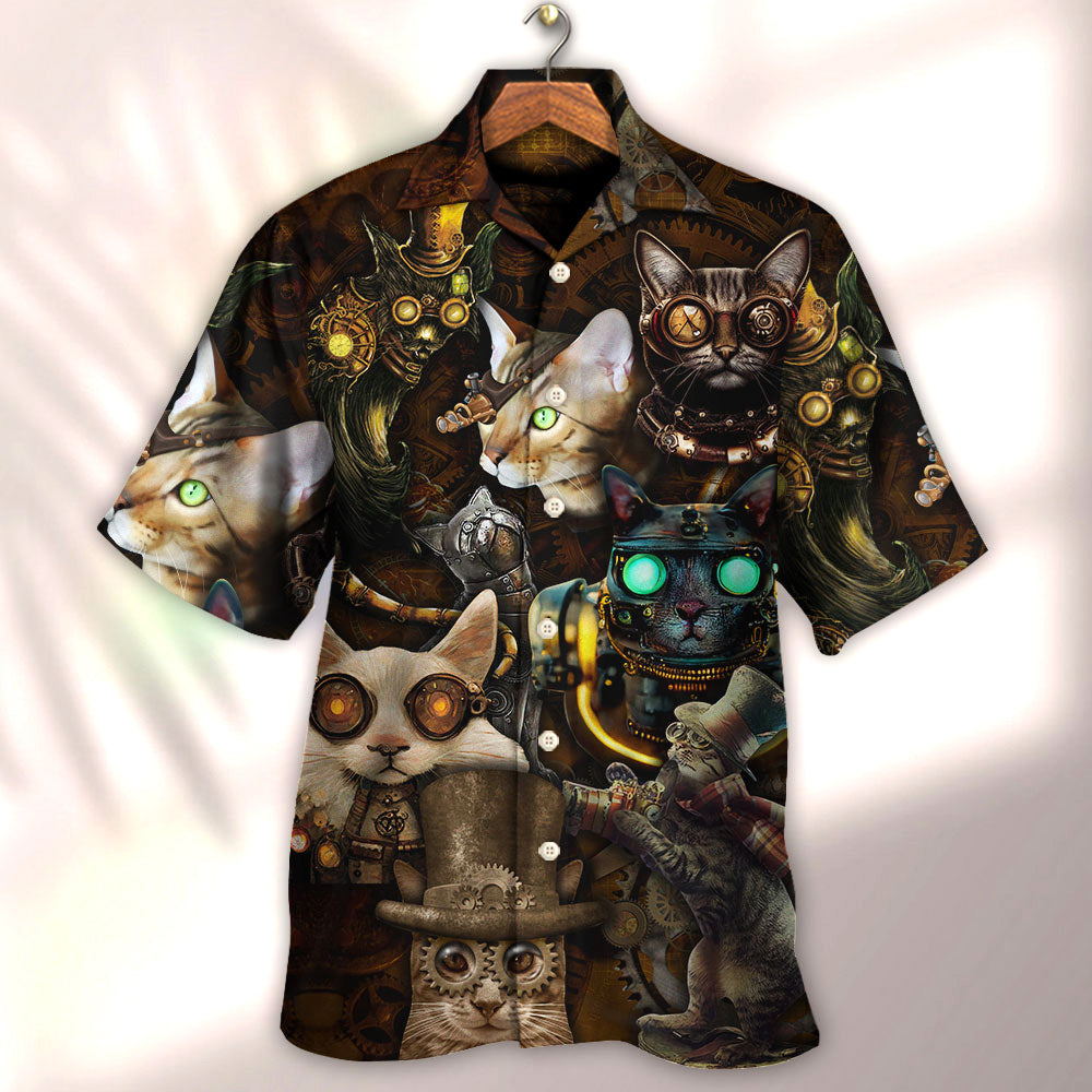 Steampunk Cat Steal Heart Hawaiian Shirt Artwork View For Coastal Escapes And Resort Style