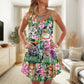 Cat Is My Life Tropical Leaf V-Neck Sleeveless Cami Dress For Beach Trips And Relaxed Vacation Style