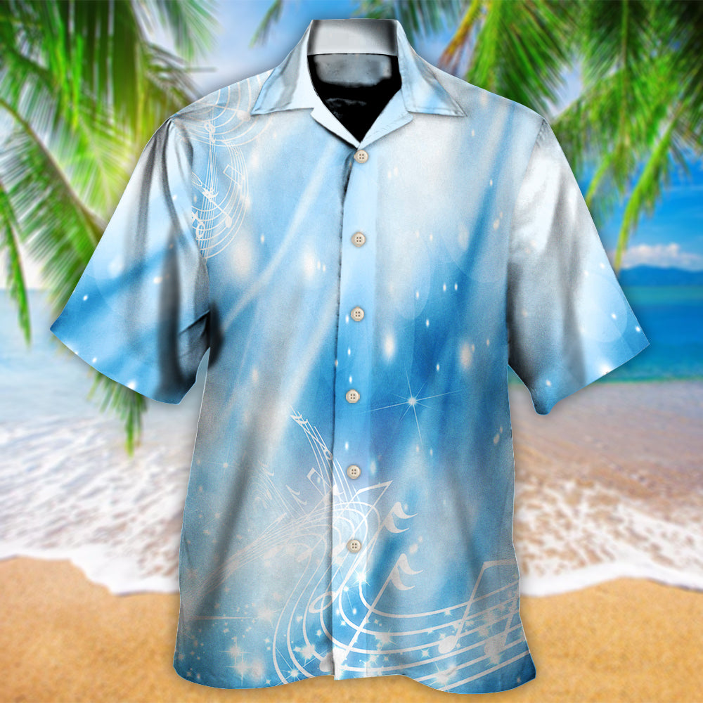 Dark Blue Music Musical Notes Hawaiian Shirt For Summer Events And Casual Outdoor Wear
