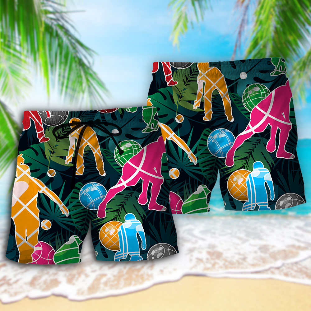 Tropical Colorful Bocce Beach Shorts Pattern Detail For Casual Outings And Travel Ready Comfort