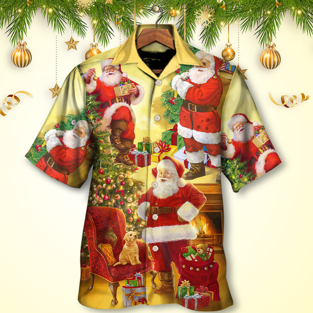 Happy Christmas Story Hawaiian Shirt Pattern Detail For Summer Holidays And Outdoor Fun