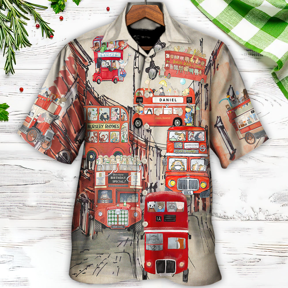 Bus Driver Red Party Hawaiian Shirt Front Pattern View For Warm Weather Events