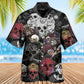 Dark Skull Tabletop Dice Fantasy Hawaiian Shirt Pattern View For Relaxed Warm Weather Outfits