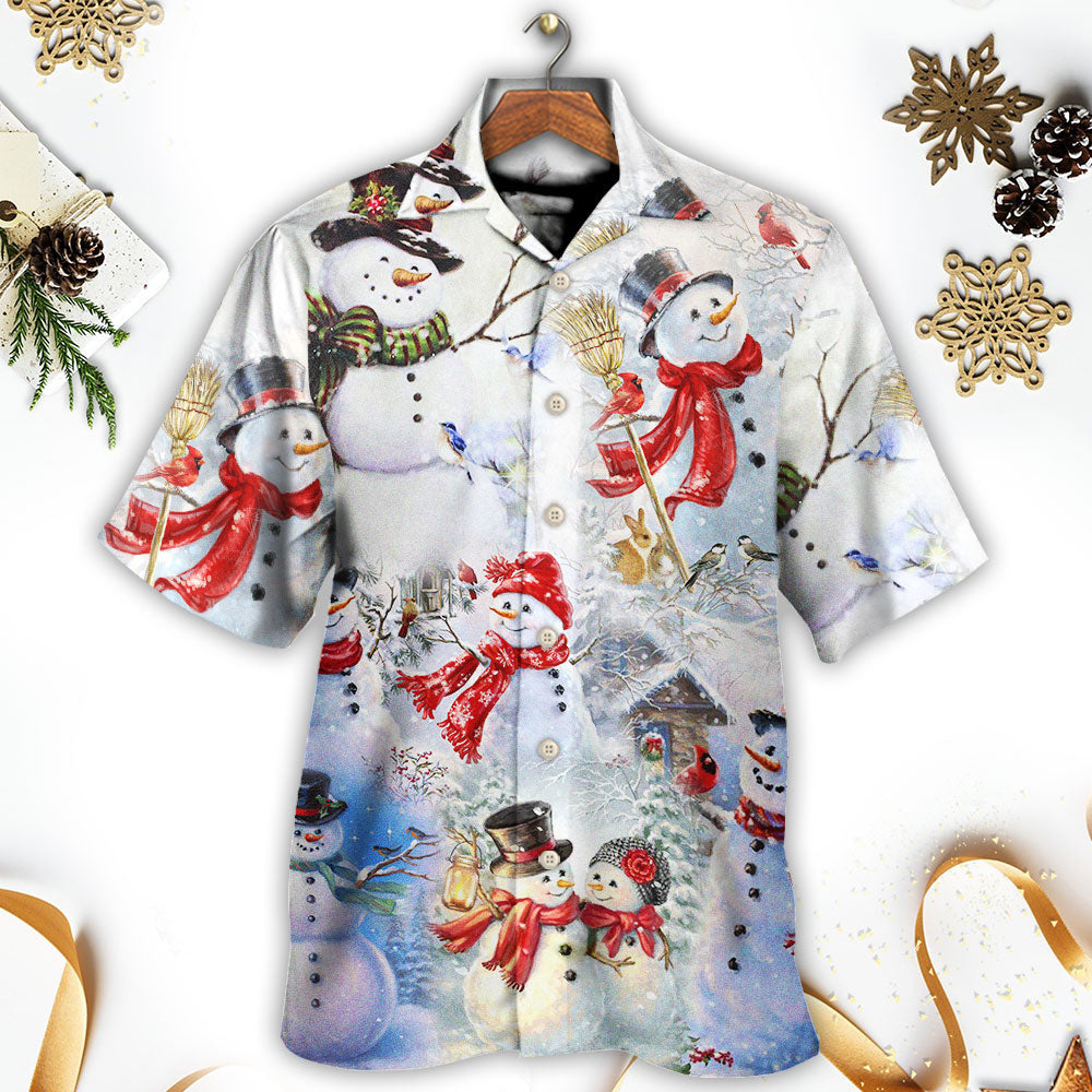 Festive Snowman Christmas Hawaiian Shirt Relaxed Style View For Summer Travel