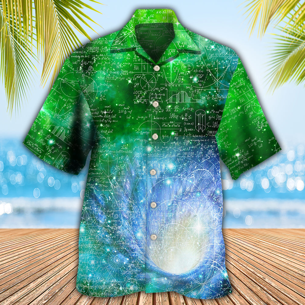 Colorful Math Astrophysics Astronomy Galaxy Hawaiian Shirt Pattern View For Relaxed Warm Weather Outfits