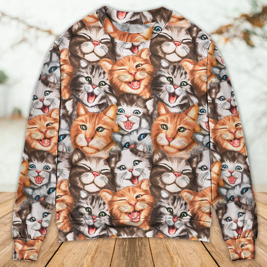 Cute Funny Cat Happy Sweater For Casual Wear Travel Parties And Comfortable Seasonal Style