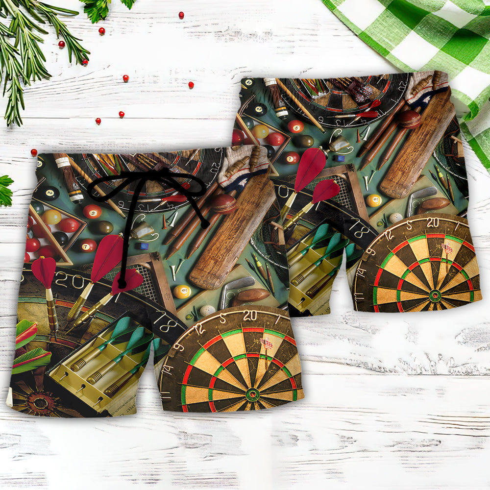 Darts Beach Shorts Pattern Detail For Outdoor Activities And Travel Ready Comfort