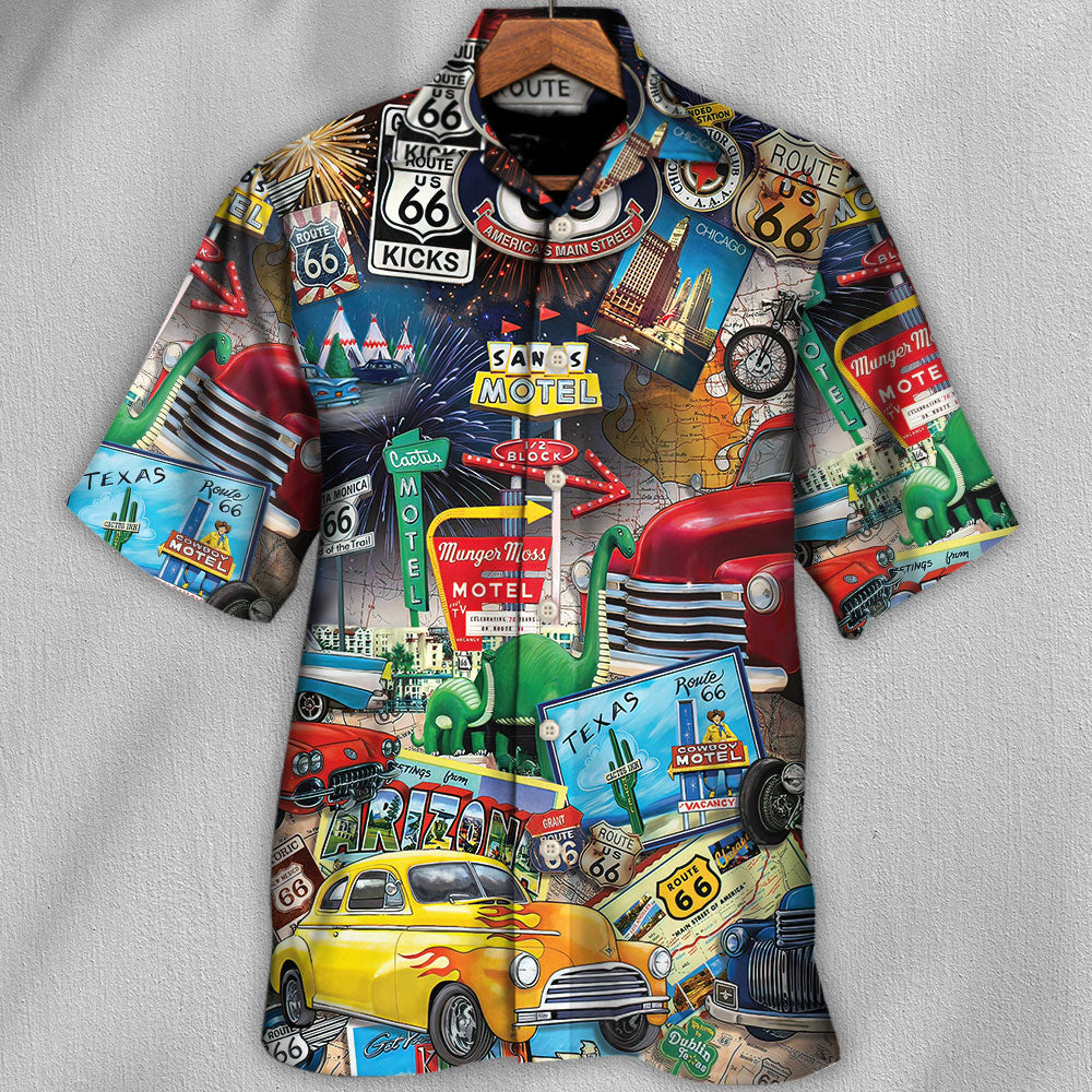 Historic Car Highway Road Trip Puzzle Hawaiian Shirt For Beach Parties And Weekend Getaways