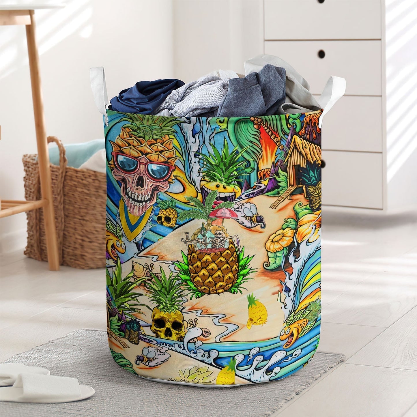 Skull Pineapple Fruit Amazing Laundry Basket For Room Home Organizer