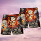 Skull Lava On Fire Cool Beach Shorts Pattern View For Resort Days And Outdoor Activities