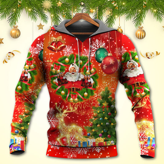 Santa Tree Lights Christmas Reindeer Snowman Family Hoodie For Festive Family Moments Winter Wear And Holiday Gift Ideas