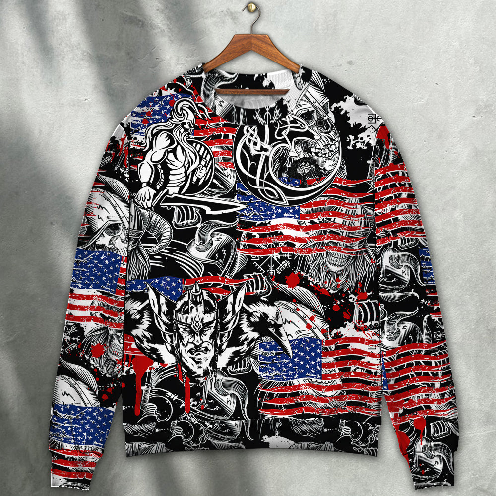 Viking Independence Day Warrior And Wolf Sweater For Historical Events Travel And Comfortable Everyday Wear