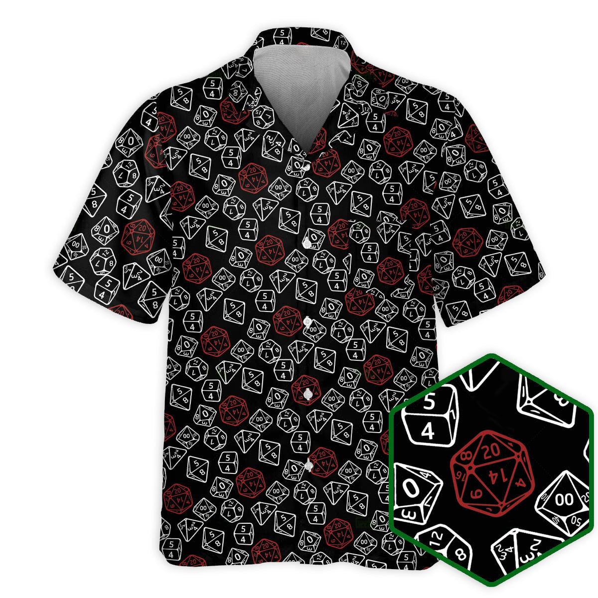 Fantasy Role Dice Hawaiian Shirt Tropical Styling View For Warm Weather Events